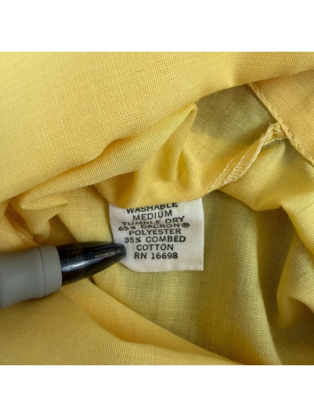 Vintage 70s Sears The Men’s Store Perma Prest Yellow Pajama Shirt Size S 34/36